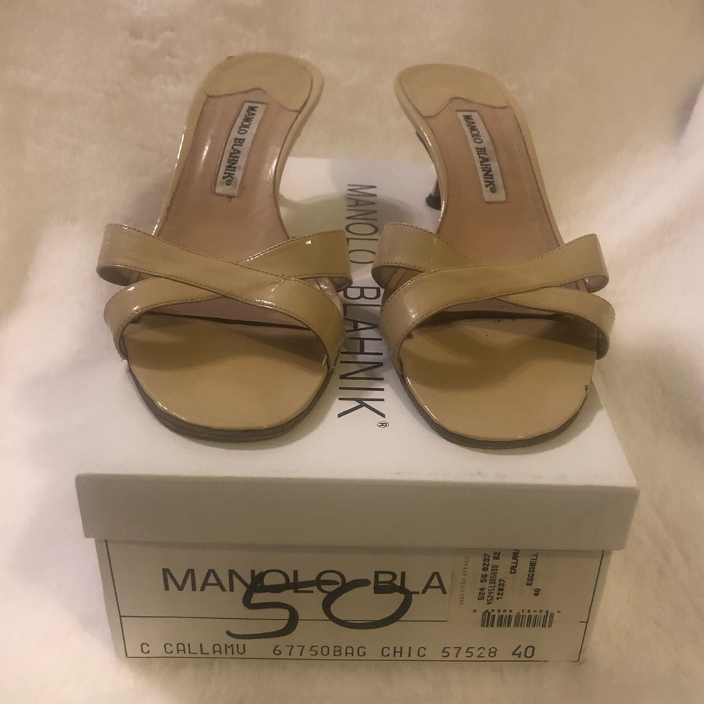 Manolo Blahnik Beige Slide Heels 40 / 10